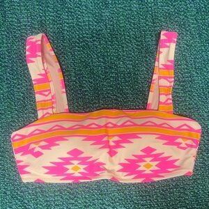 Aerie Pink and Orange Square Neck Bikini Top